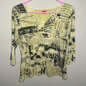 Glima green all over print Tokyo 3/4 length sleeves